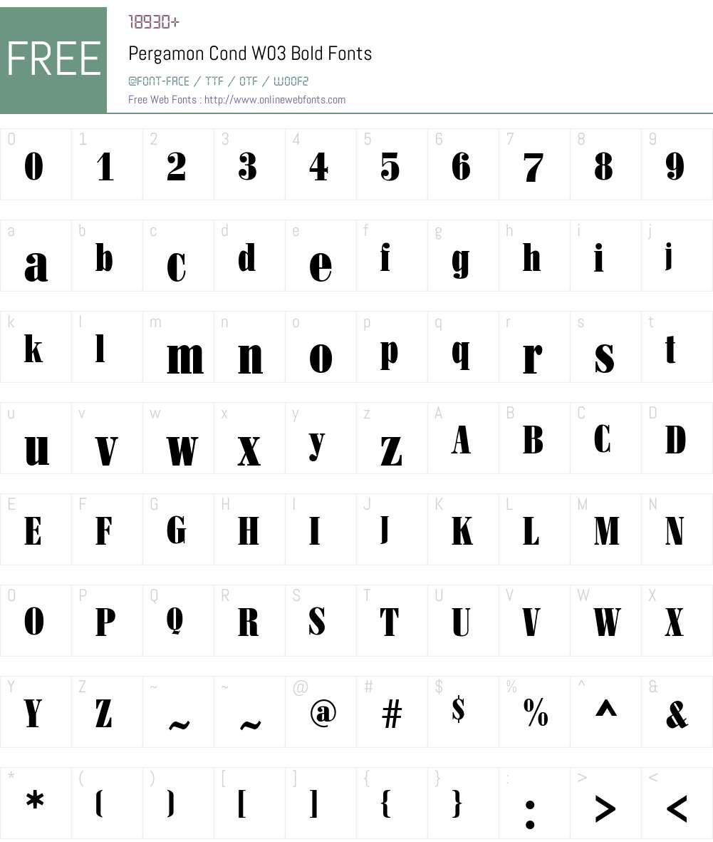Pergamon Font Screenshots