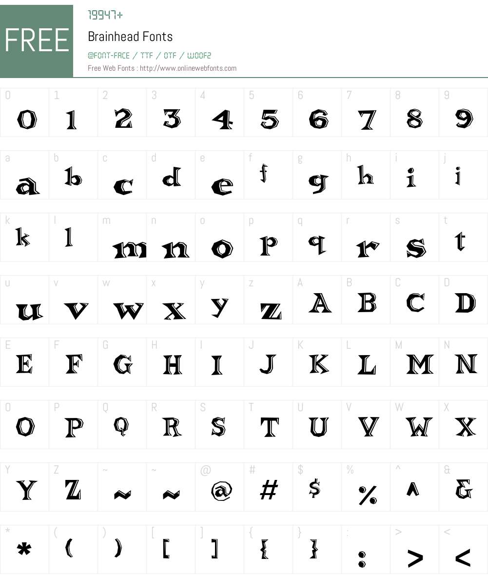 Brainhead Font Screenshots