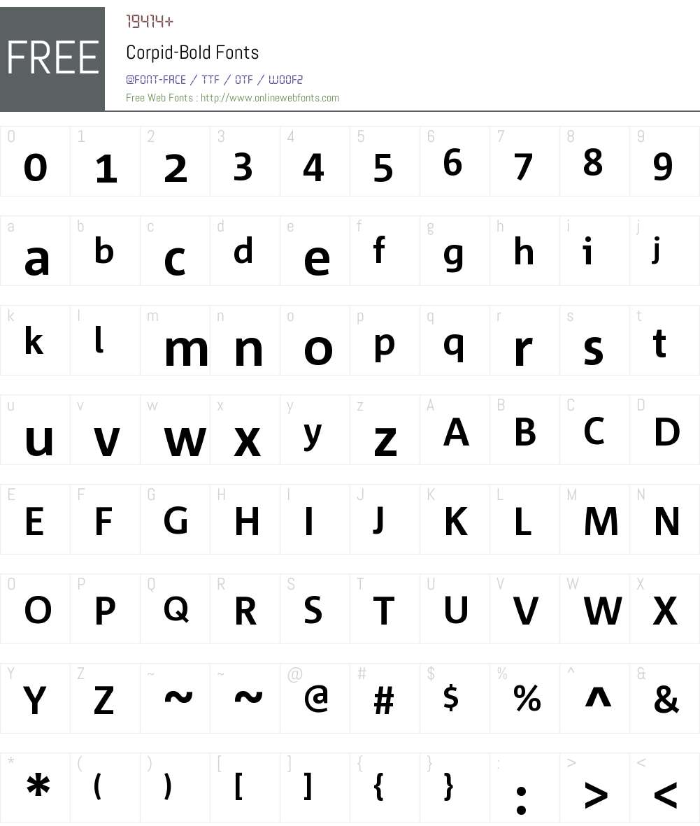Corpid Font Screenshots