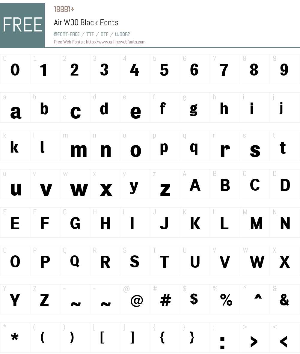 AirW00-Black Font Screenshots