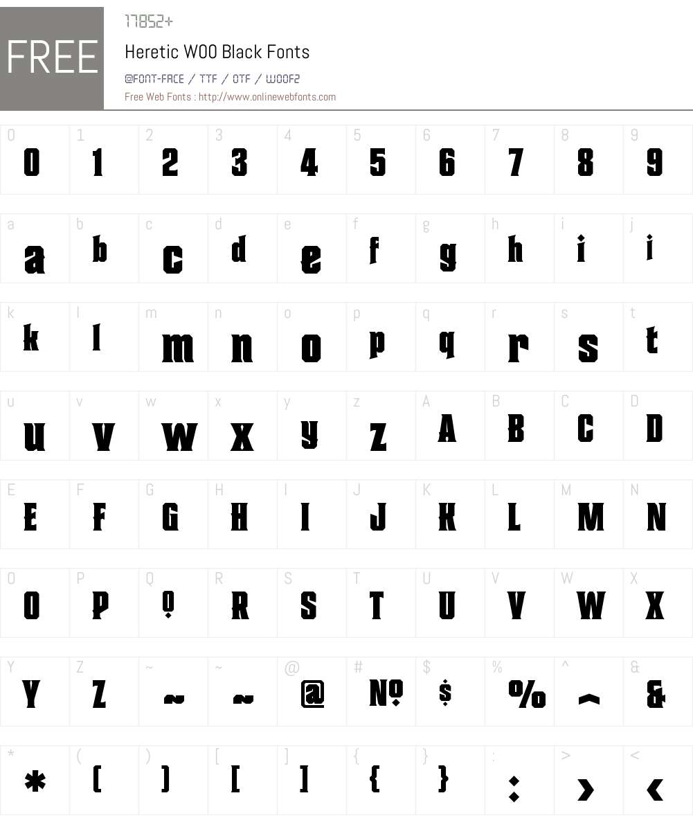 HereticW00-Black Font Screenshots