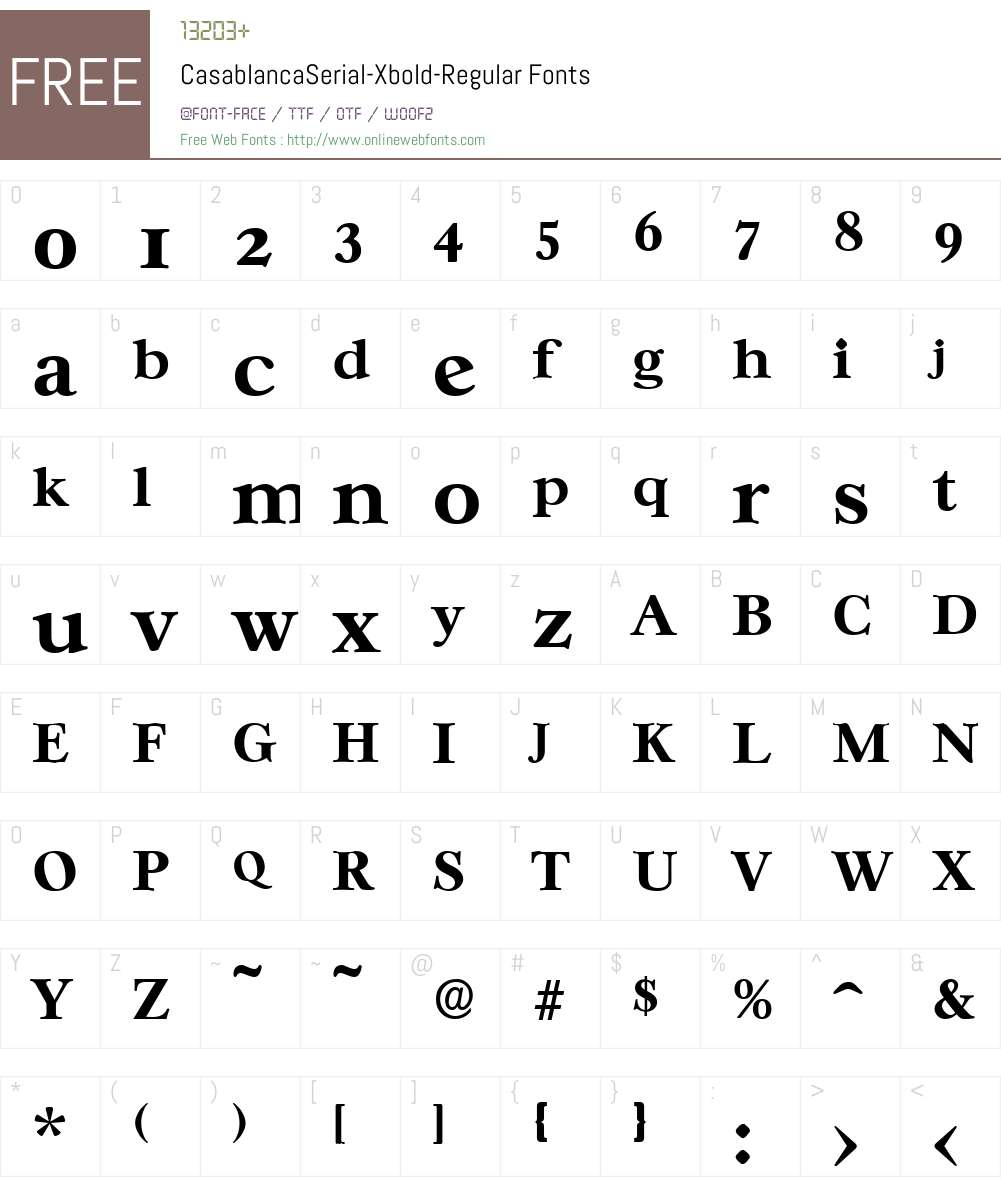 CasablancaSerial-Xbold Font Screenshots