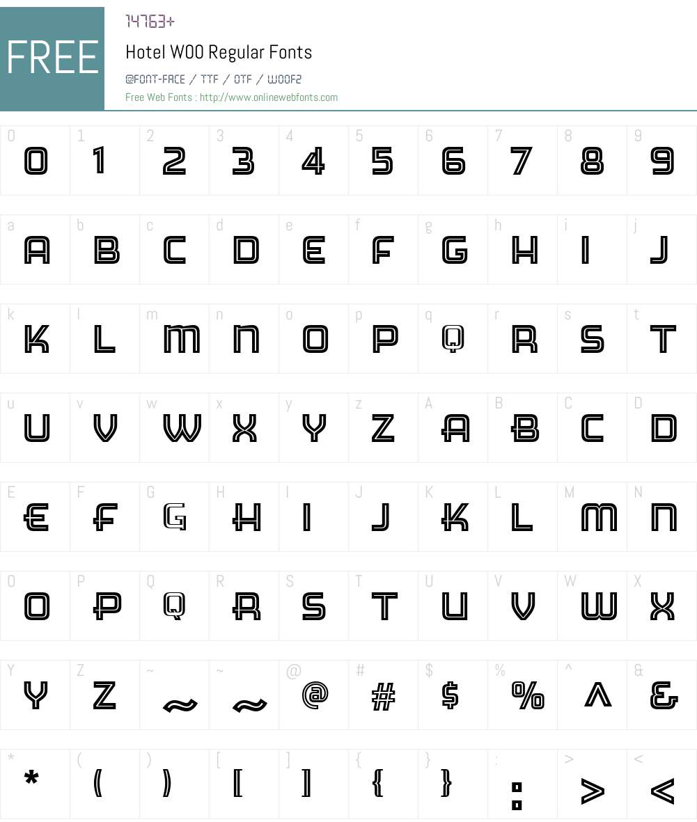 HotelW00-Regular Font Screenshots