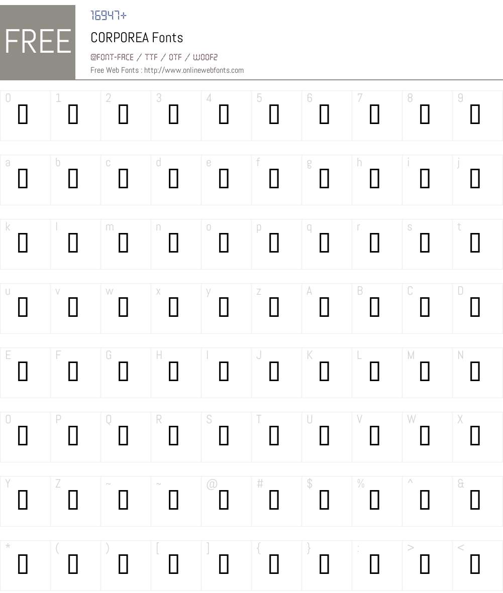 CORPOREA Font Screenshots