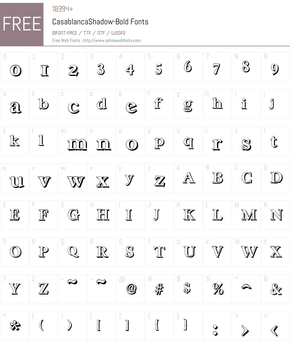 CasablancaShadow Font Screenshots