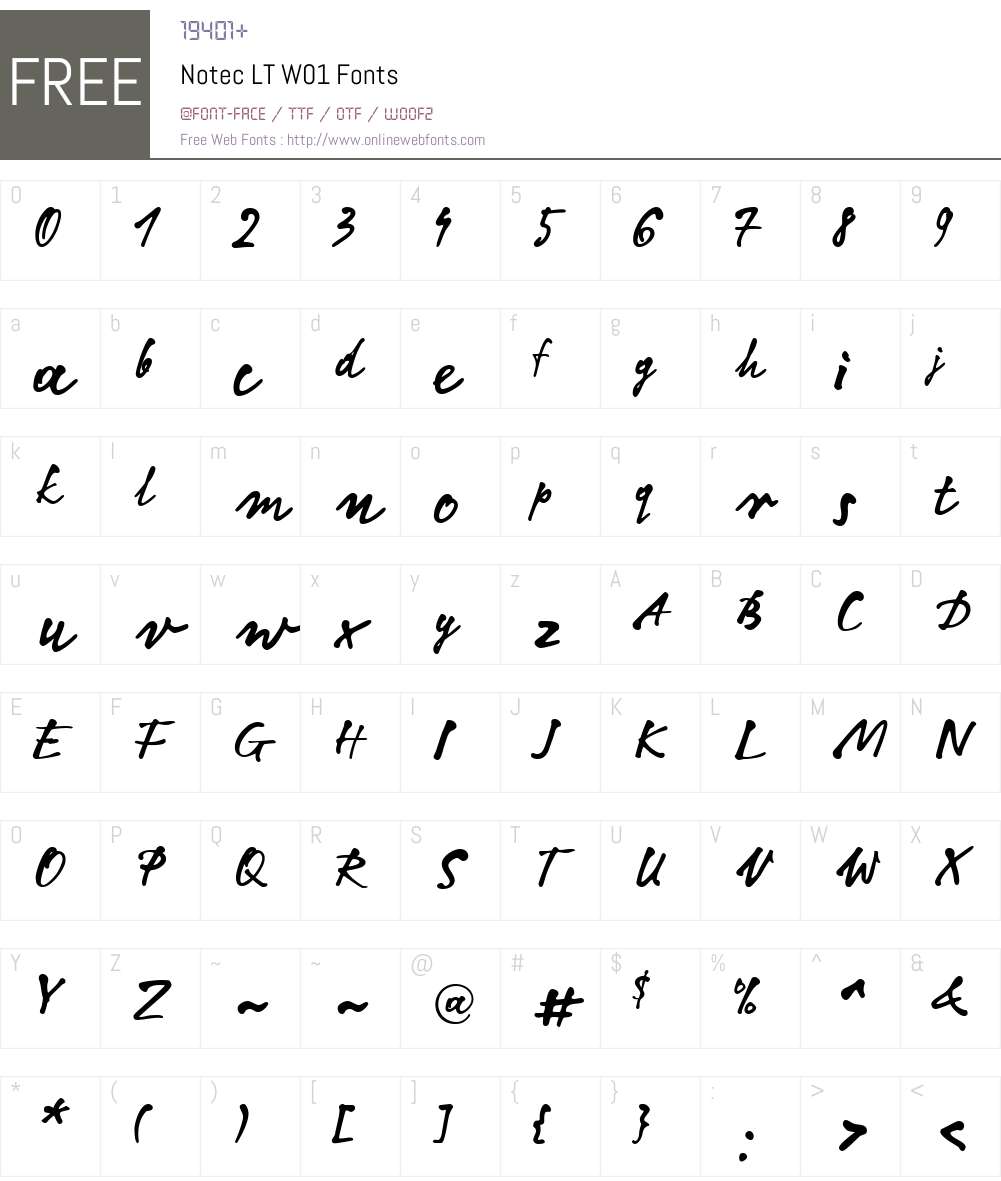 NotecLTW01 Font Screenshots