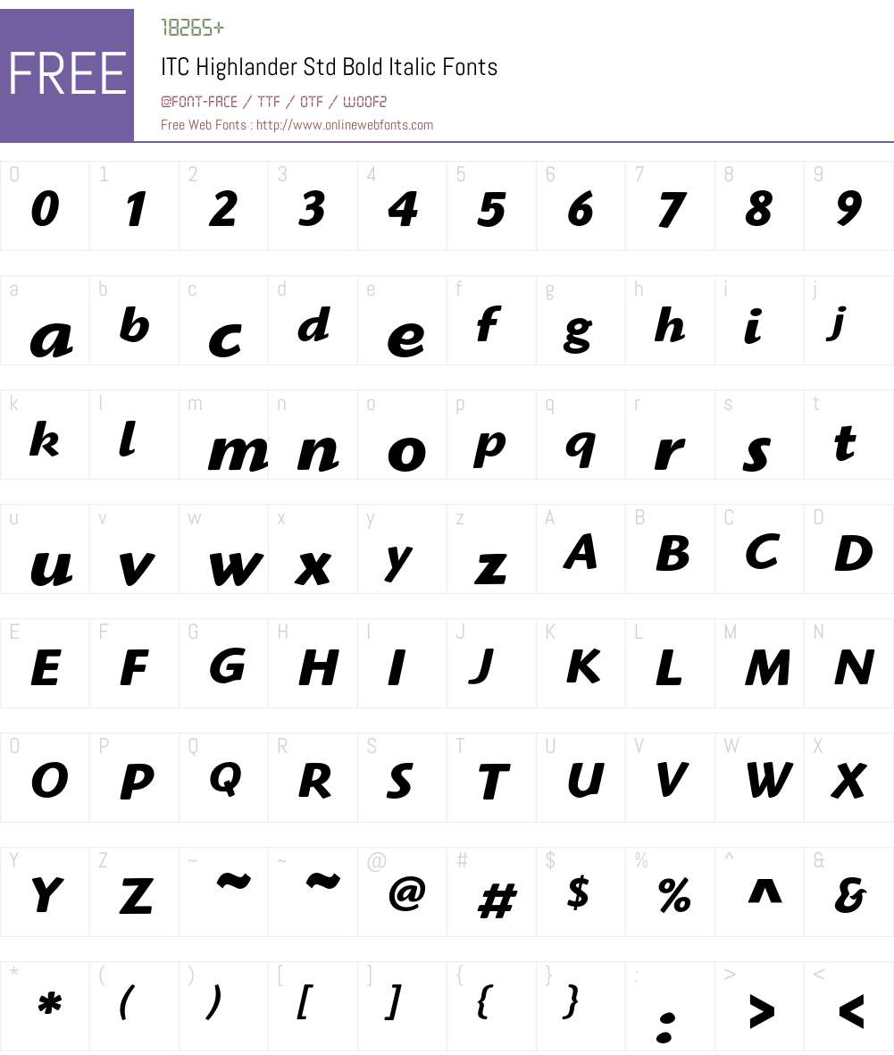 ITC Highlander Std Font Screenshots