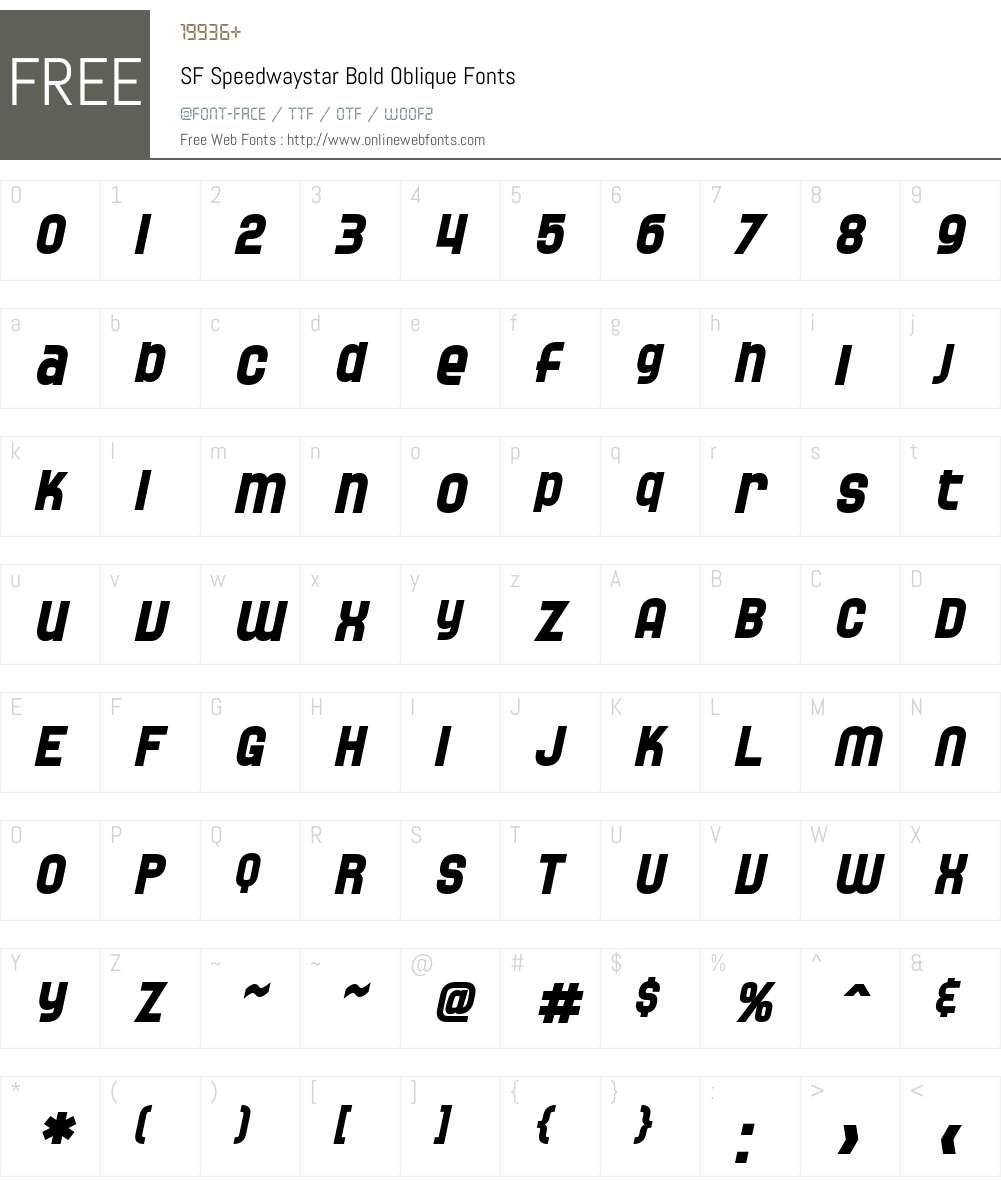 SF Speedwaystar Font Screenshots