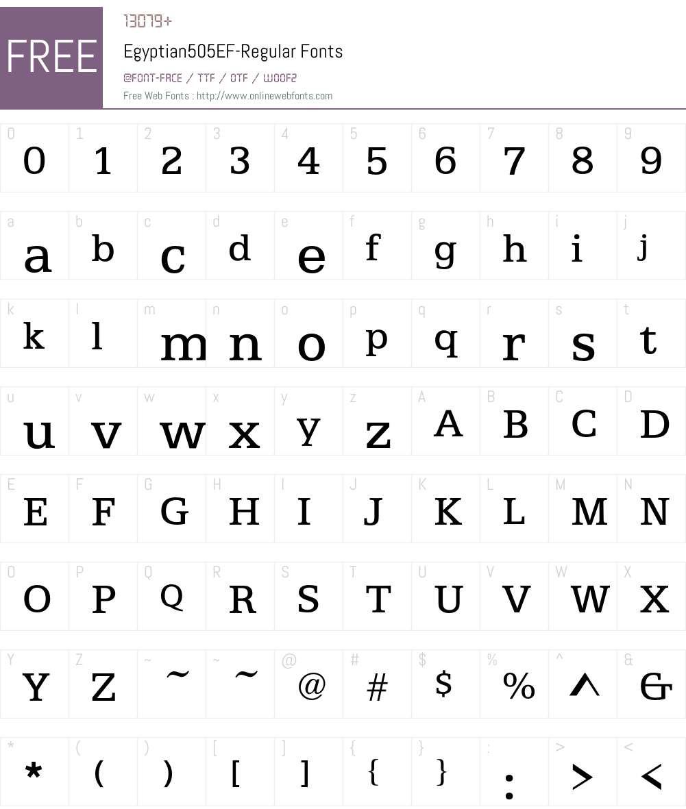 Egyptian505EF Font Screenshots