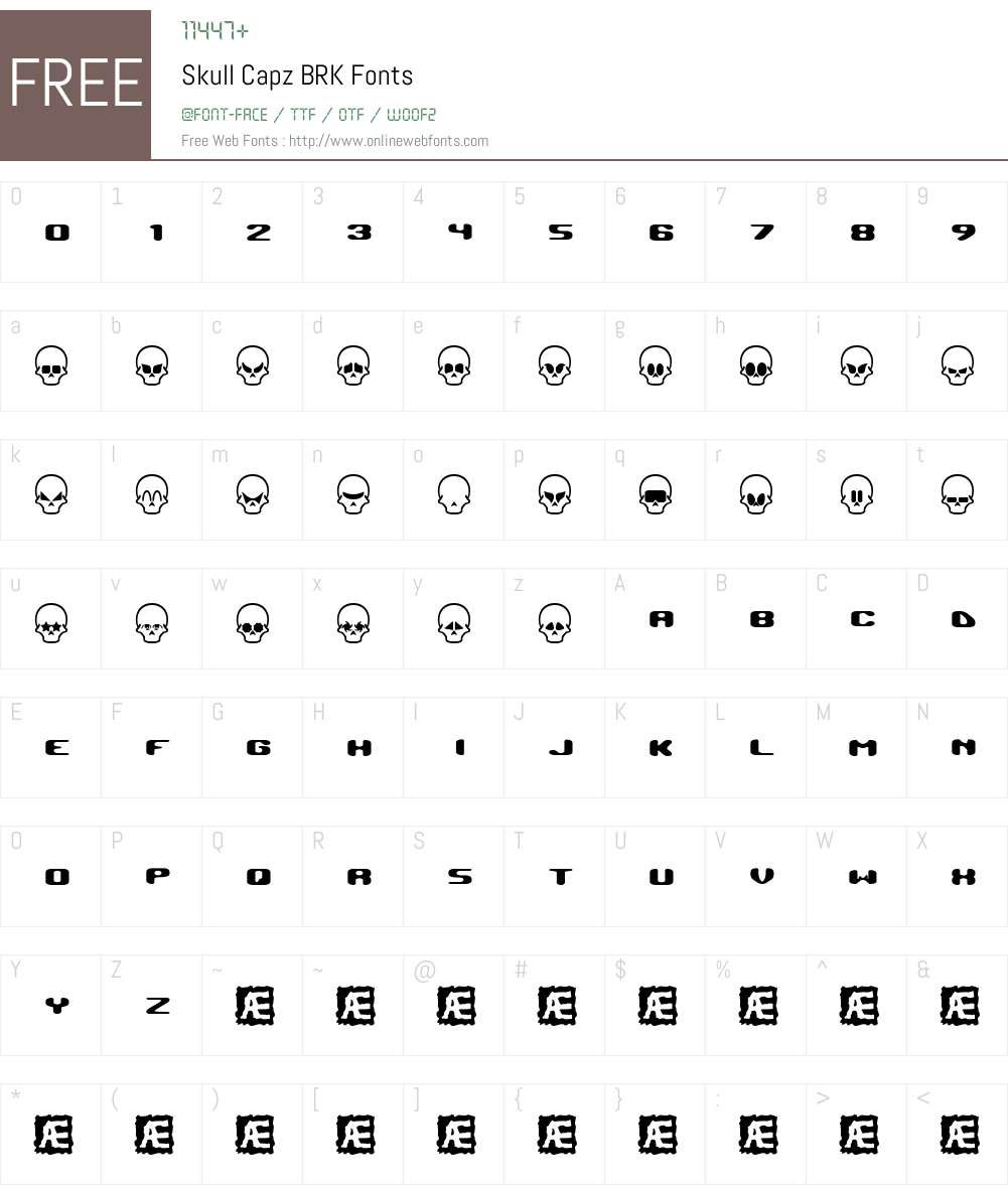Skull Capz BRK Font Screenshots