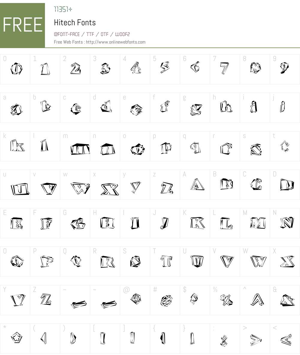 Hitech Font Screenshots