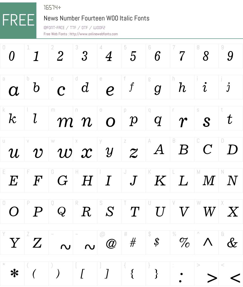 NewsNumberFourteenW00-It Font Screenshots