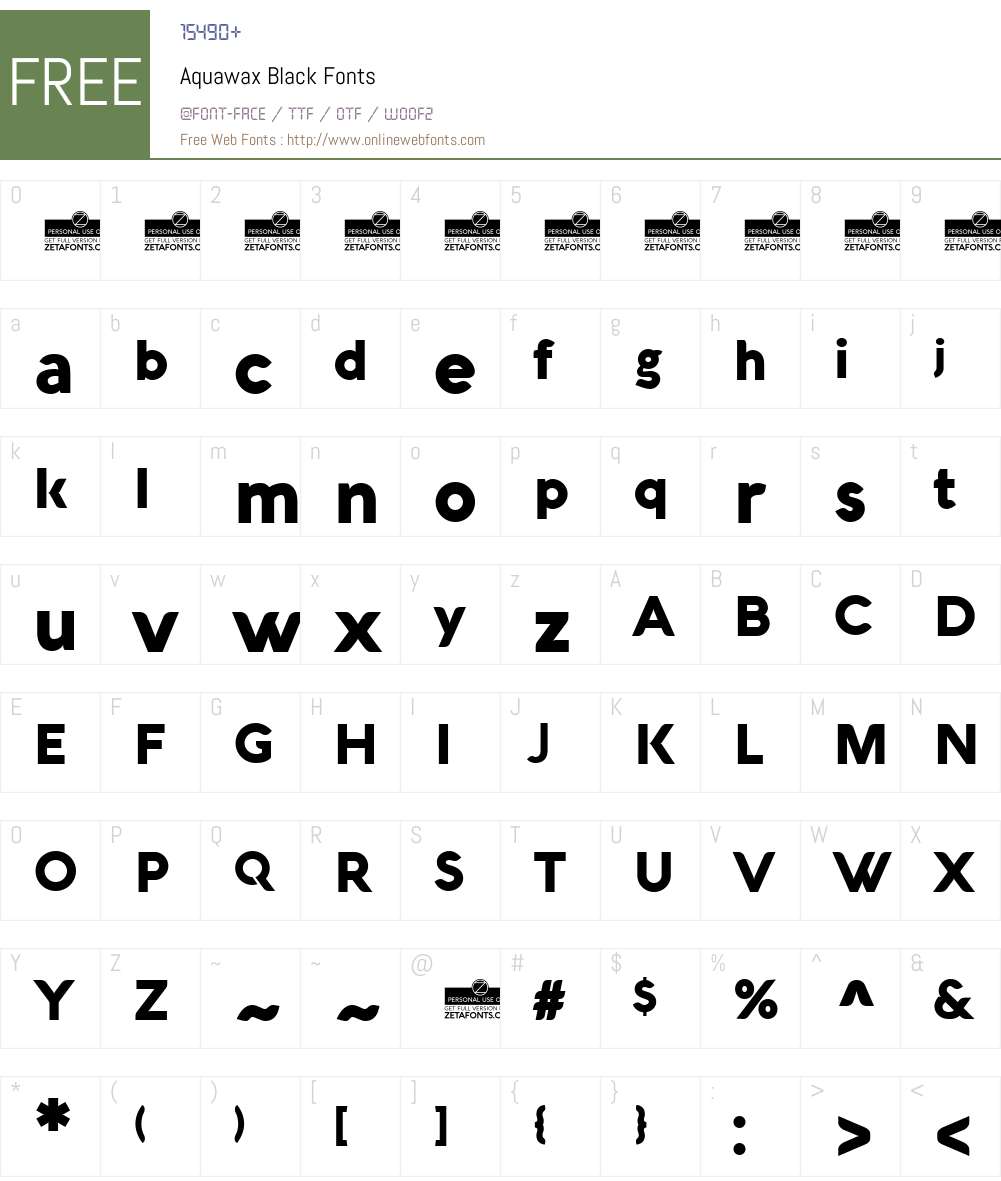 Aquawax Font Screenshots