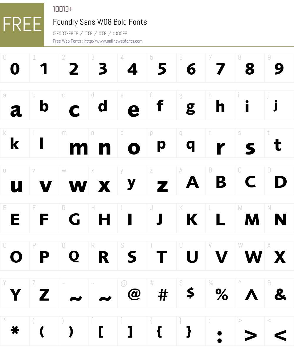 FoundrySansW08-Bold Font Screenshots