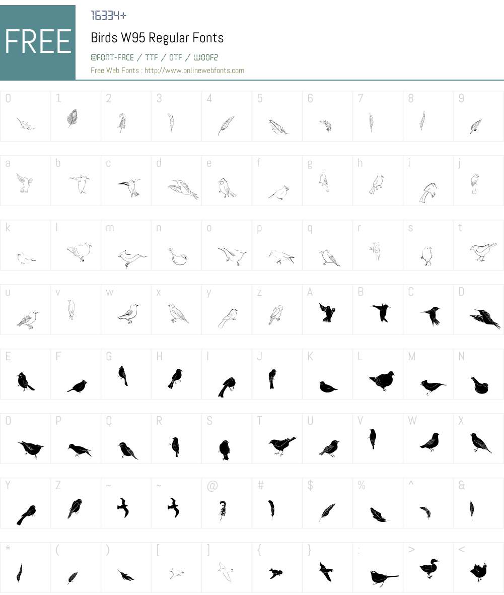 BirdsW95-Regular Font Screenshots