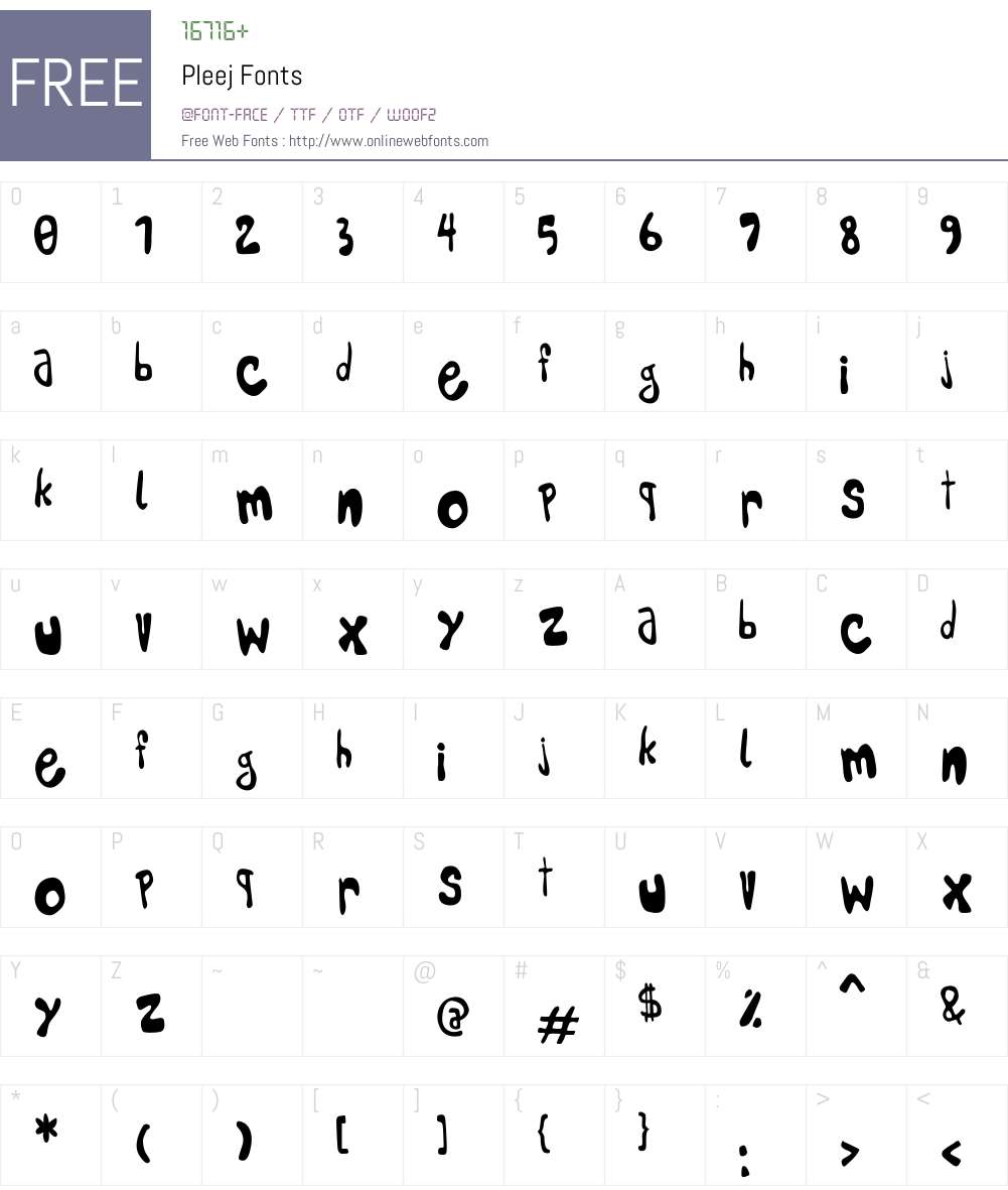 Pleej Font Screenshots