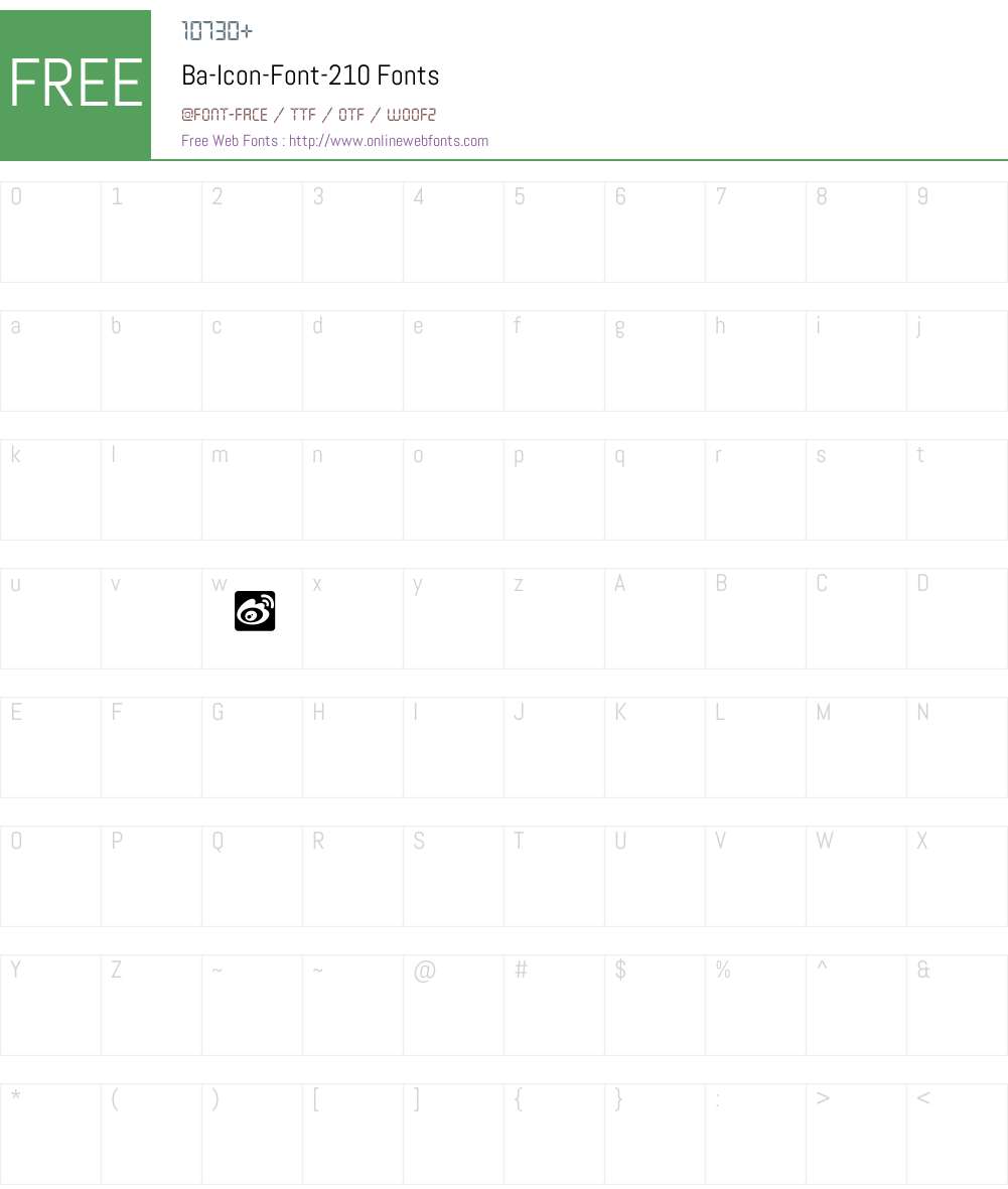 Ba-Icon-Font-210 Font Screenshots