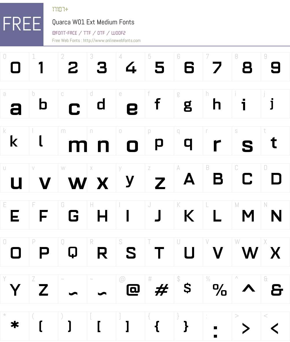 QuarcaW01-ExtMedium Font Screenshots
