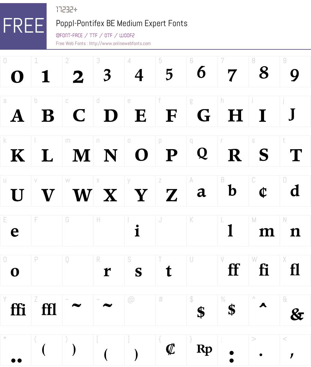 Poppl-Pontifex BE Font Screenshots