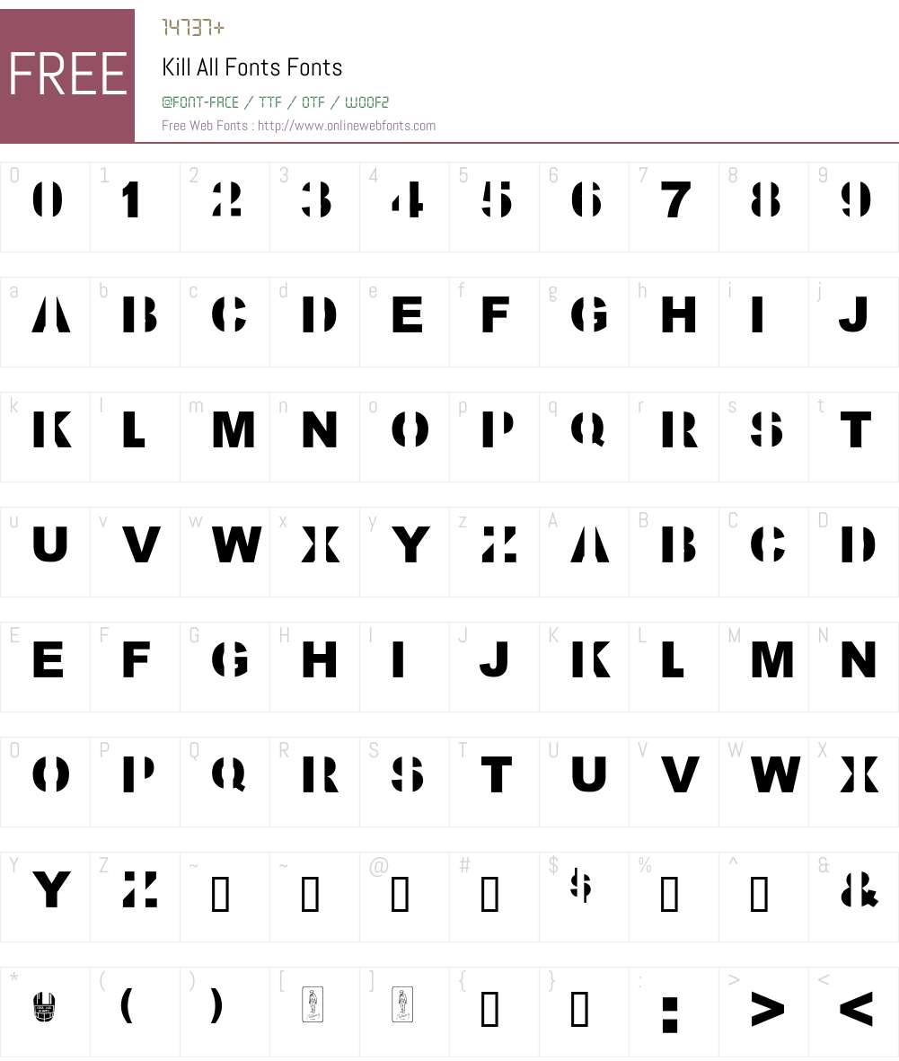 Kill All Fonts Font Screenshots