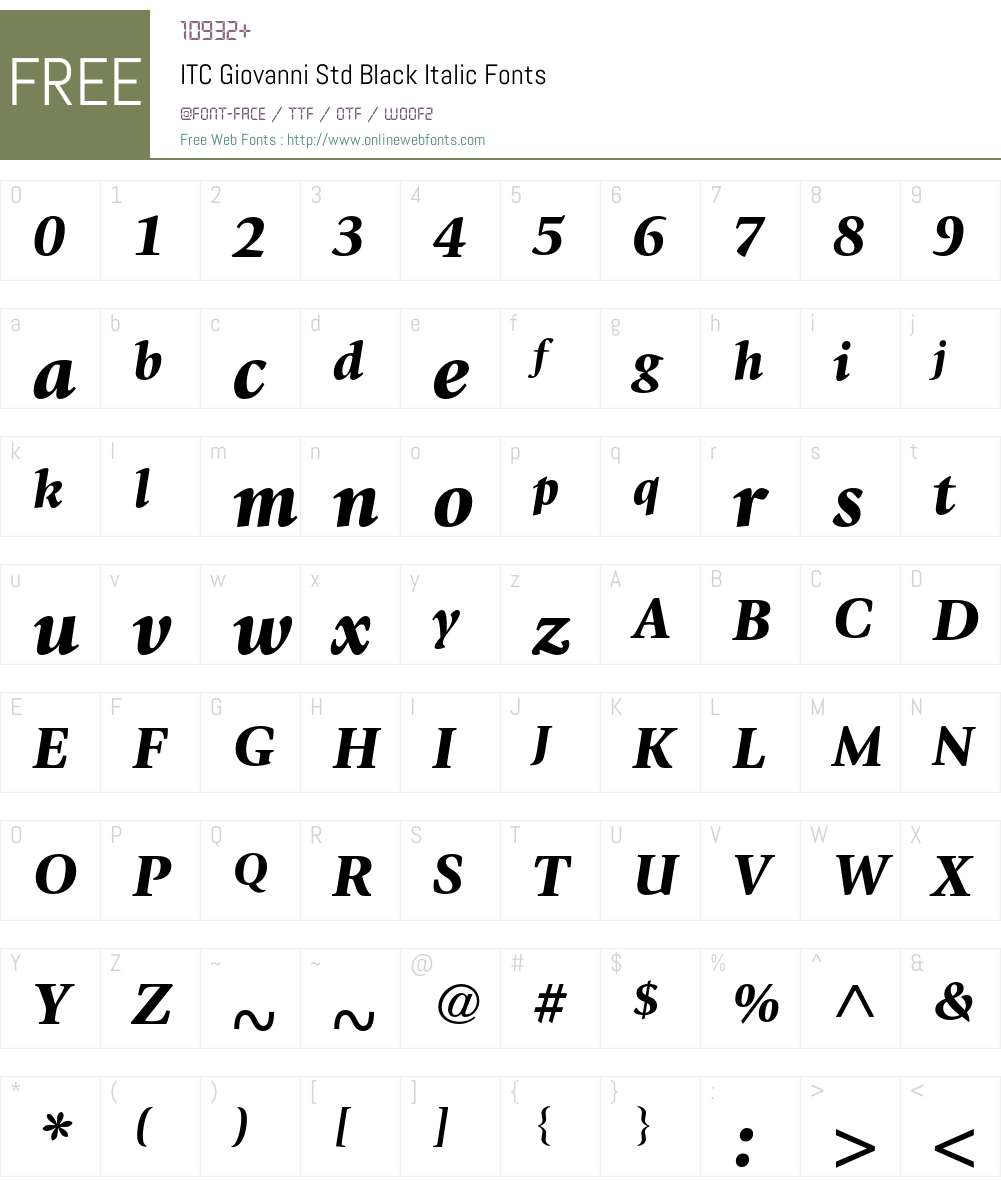ITC Giovanni Std Font Screenshots