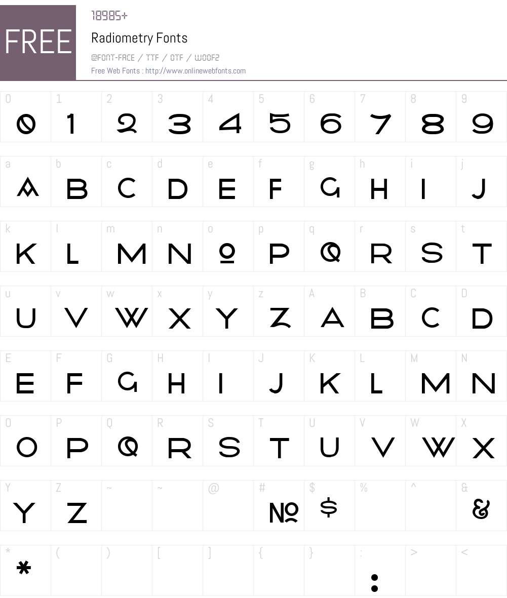 Radiometry Font Screenshots