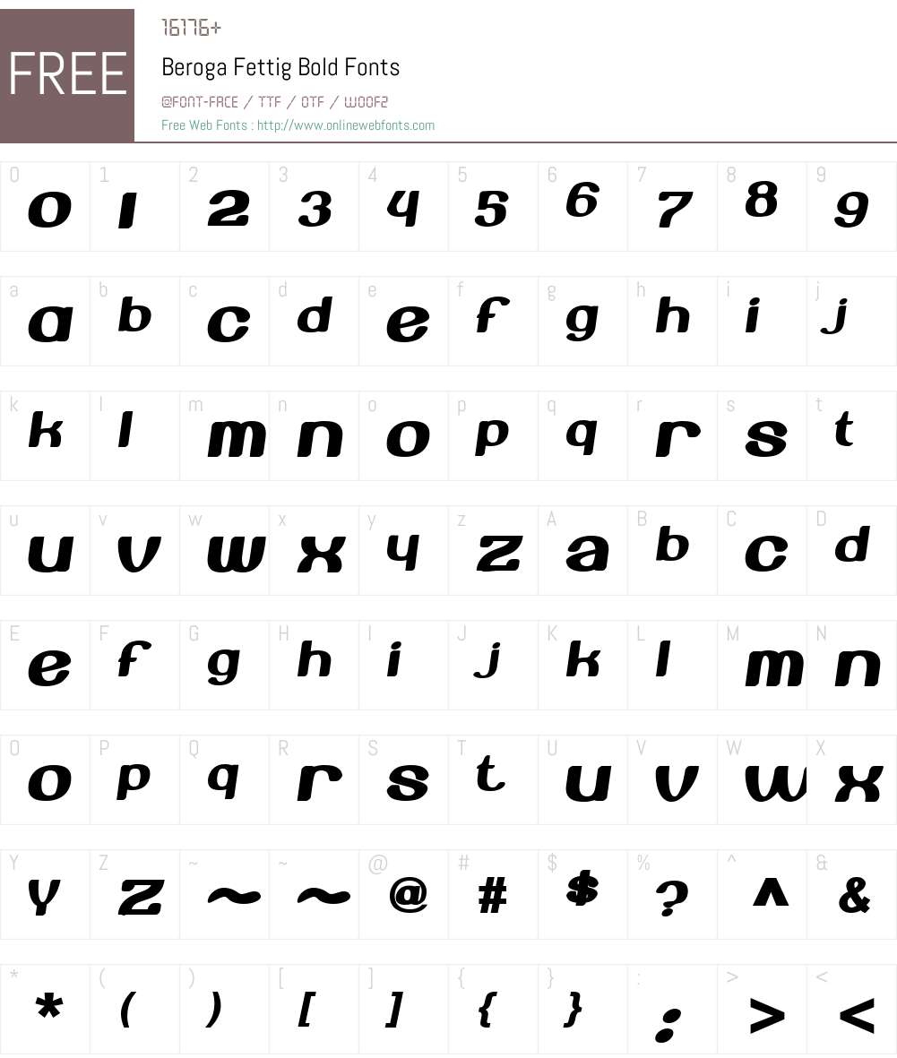 Beroga Fettig Font Screenshots