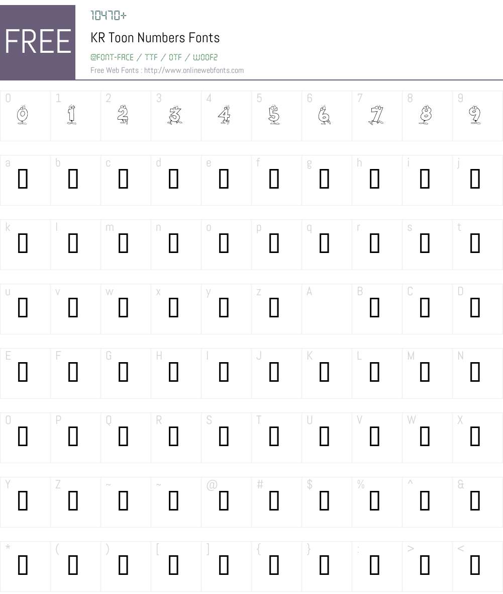 KR Toon Numbers Font Screenshots