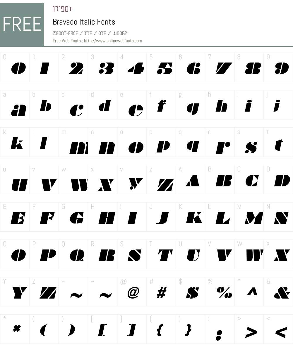 Bravado Font Screenshots