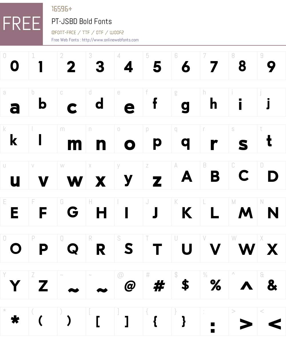 PT-JSBD Bold Font Screenshots