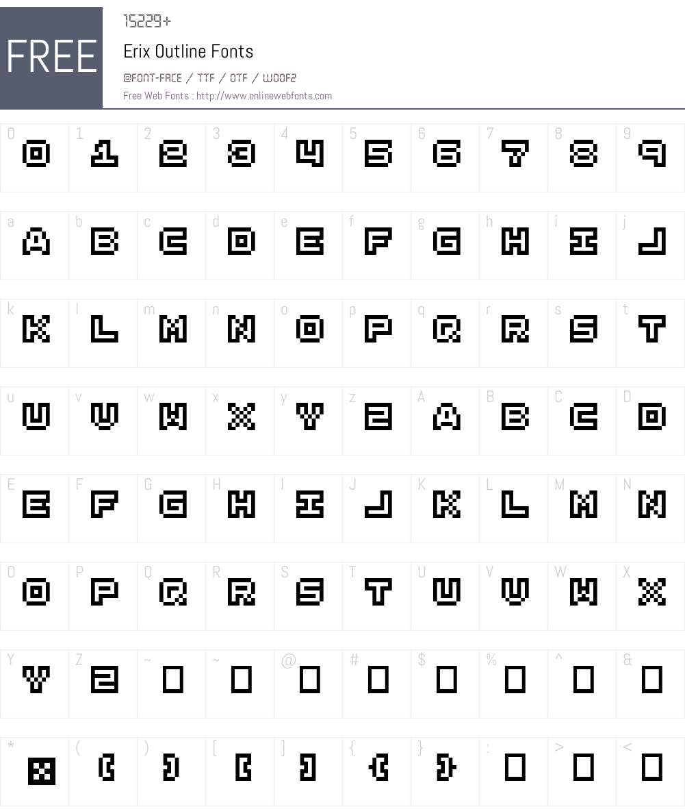 Erix Outline Font Screenshots