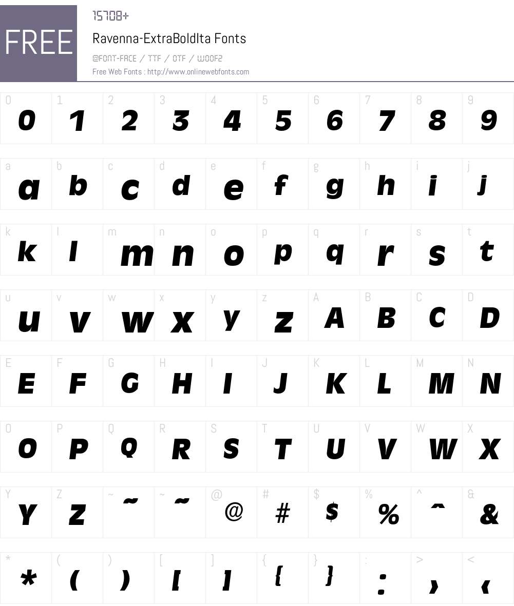 Ravenna-ExtraBoldIta Font Screenshots