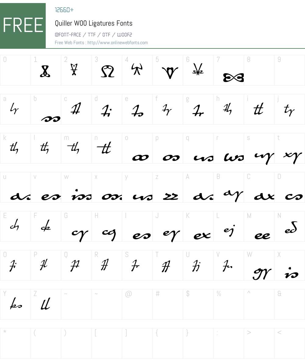 QuillerW00-Ligatures Font Screenshots