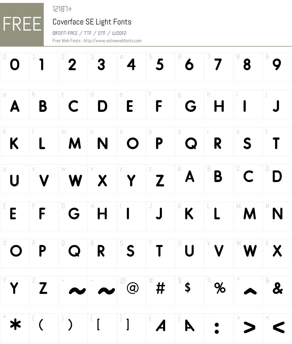 Coverface SE Light Font Screenshots