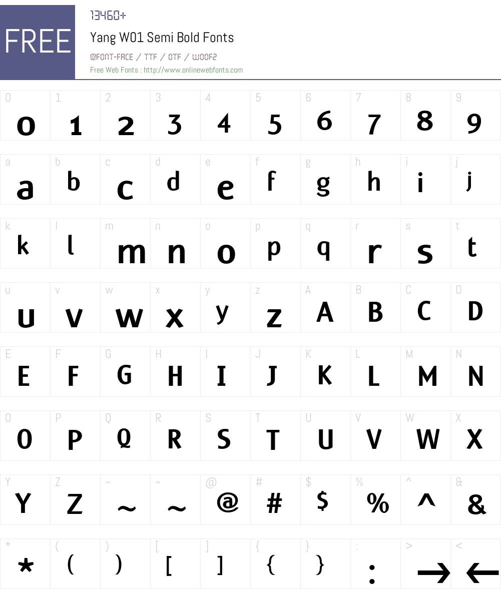 YangW01-SemiBold Font Screenshots