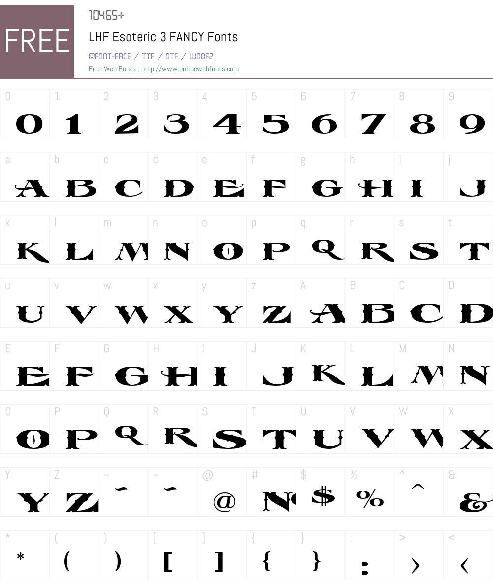 LHF Esoteric 3 FANCY Font Screenshots
