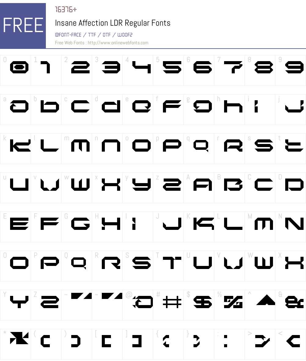 Insane Affection LDR Font Screenshots