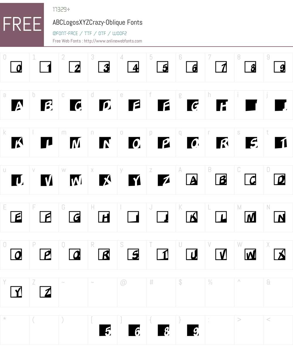 ABCLogosXYZCrazy Font Screenshots