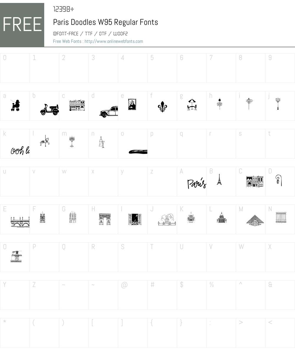 ParisDoodlesW95-Regular Font Screenshots