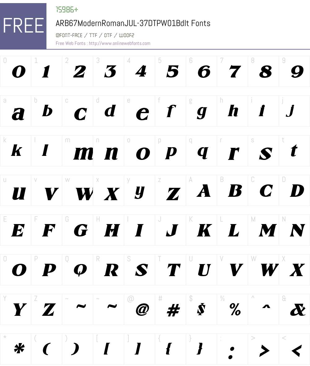 ARB67ModernRomanJUL-37DTPW01-BdIt Font Screenshots