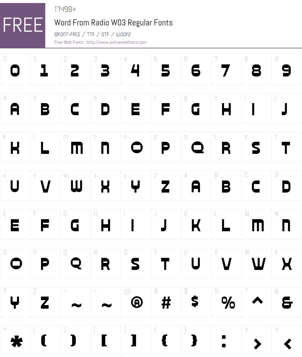 Word From Radio Font Screenshots