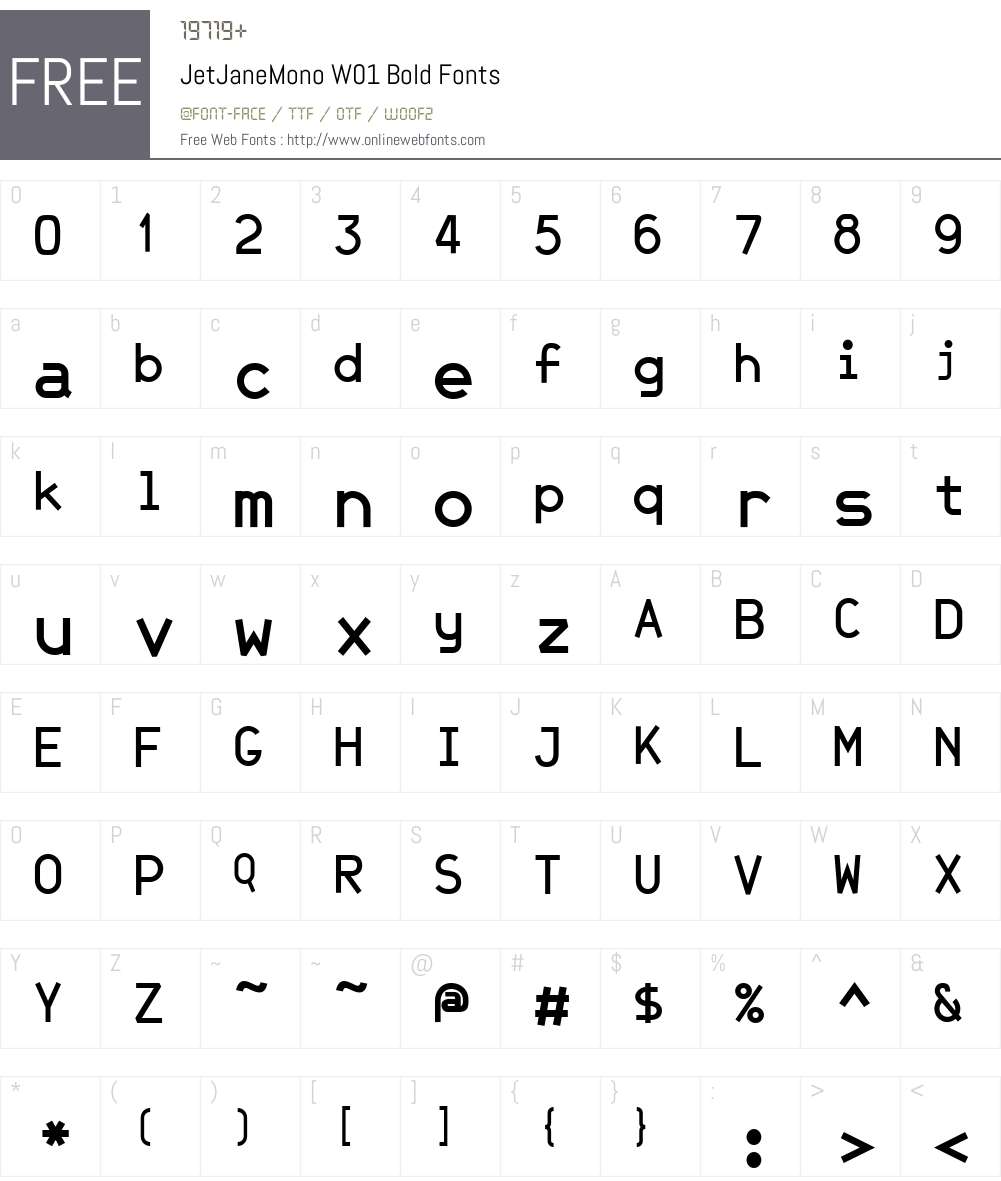 JetJaneMonoW01-Bold Font Screenshots