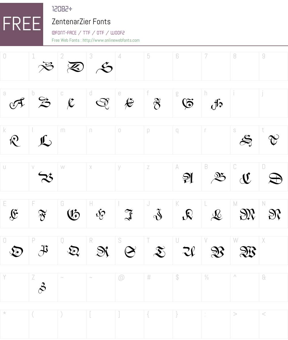 ZentenarZier Font Screenshots