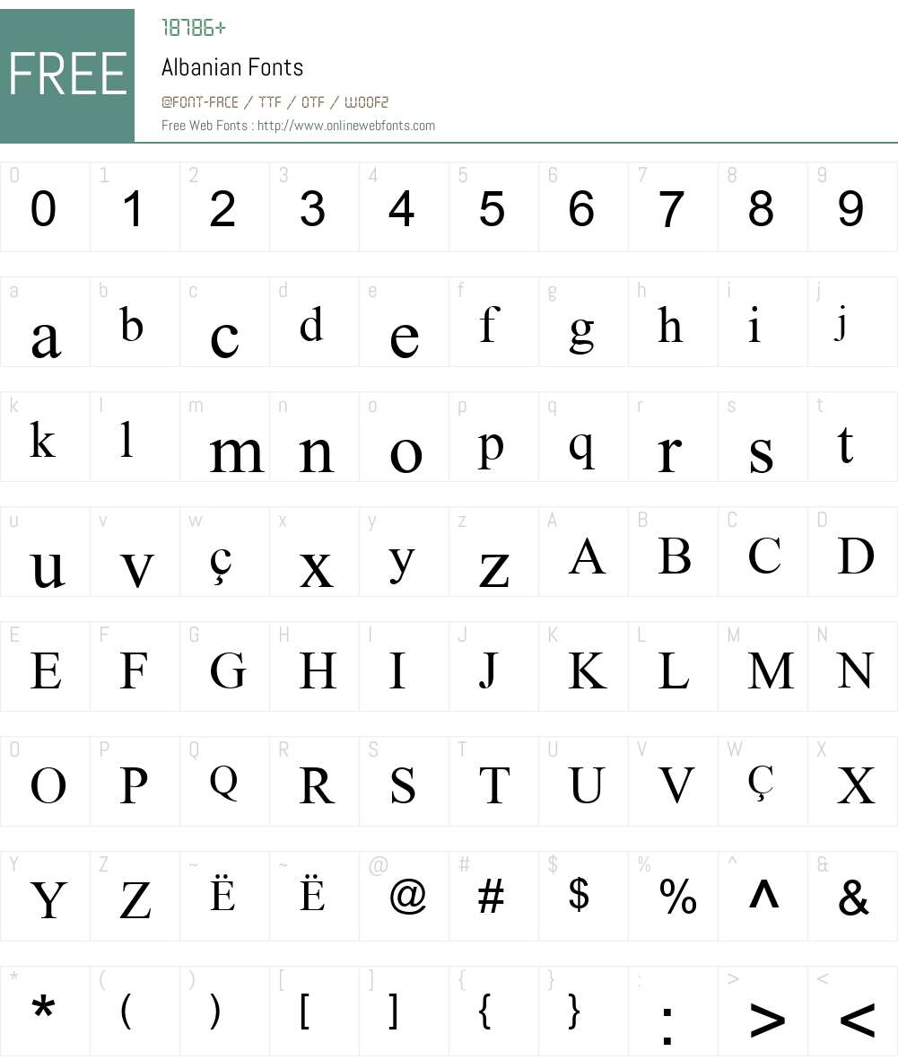 Albanian Font Screenshots