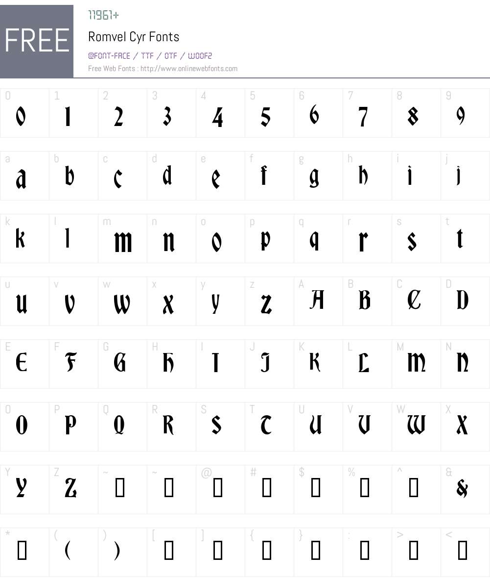 Romvel Font Screenshots