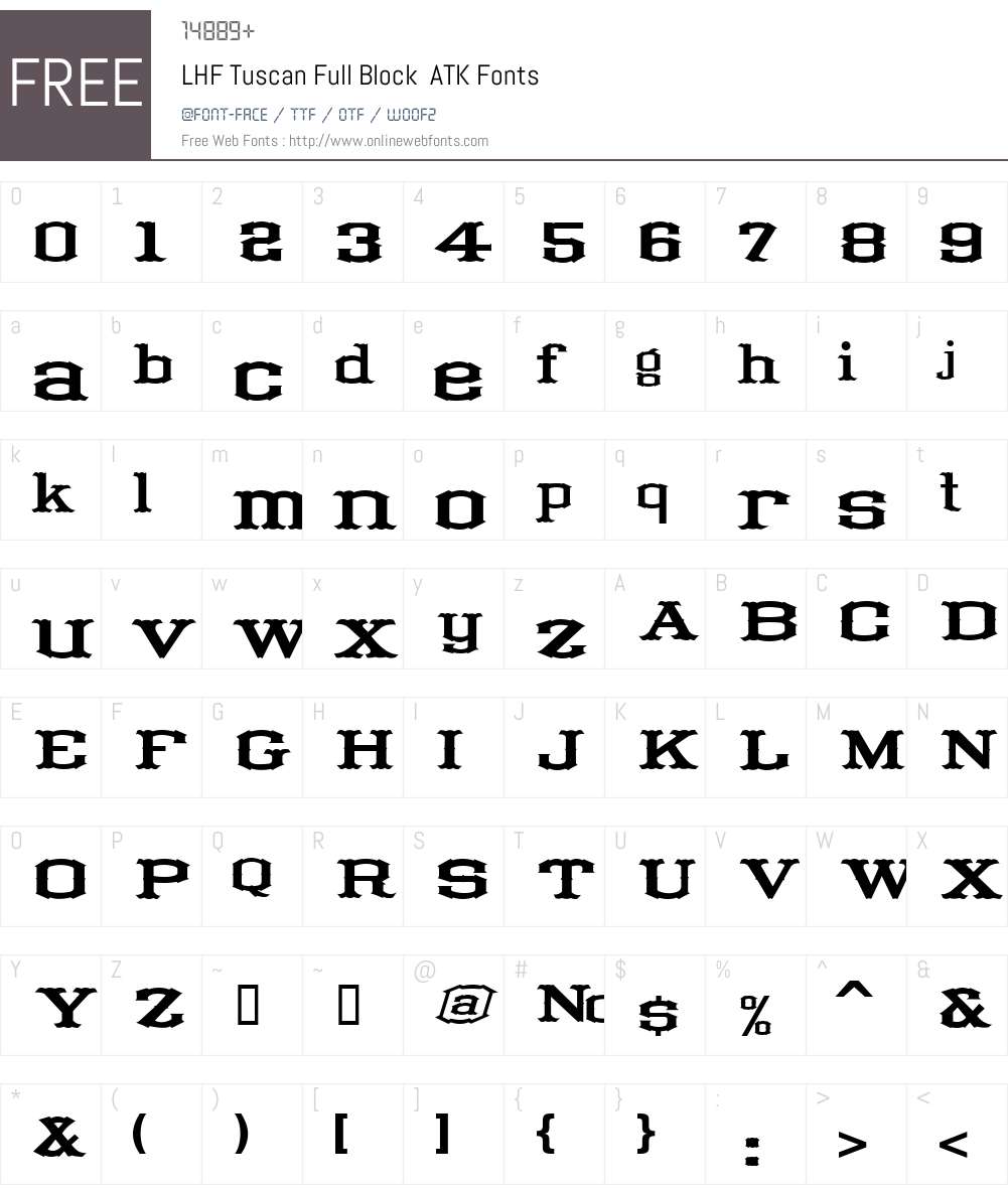 LHF Tuscan Full Block ATK Font Screenshots