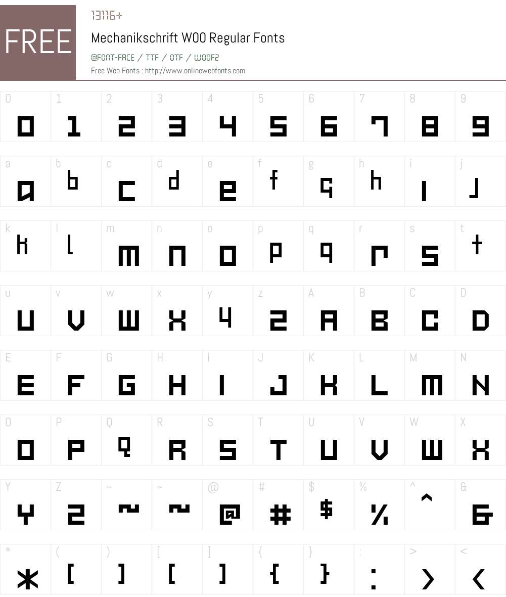 Mechanikschrift Font Screenshots
