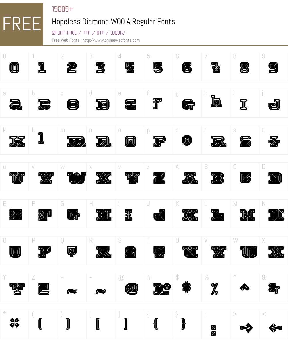 HopelessDiamondW00-ARegular Font Screenshots