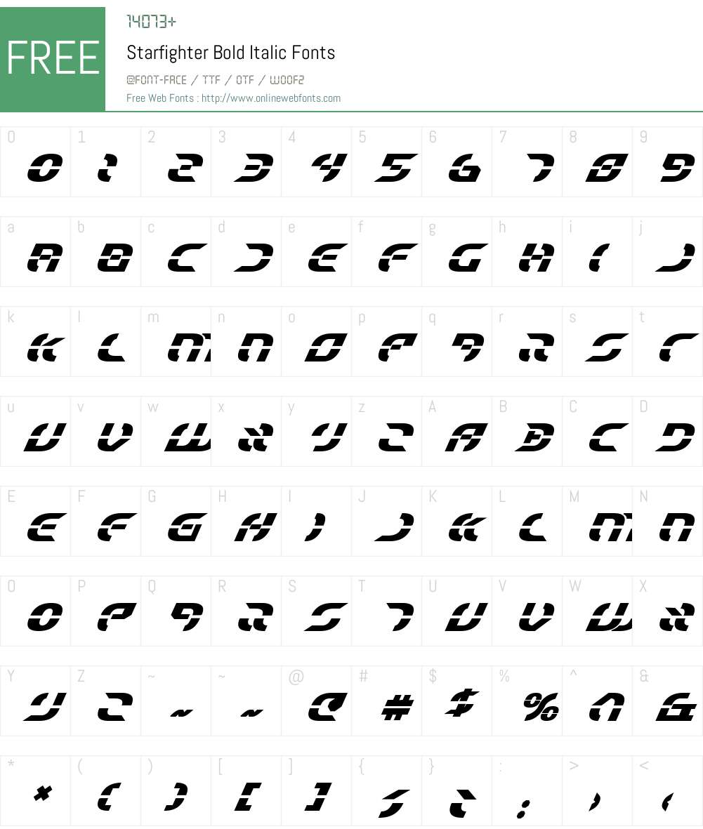 Starfighter Bold Italic Font Screenshots