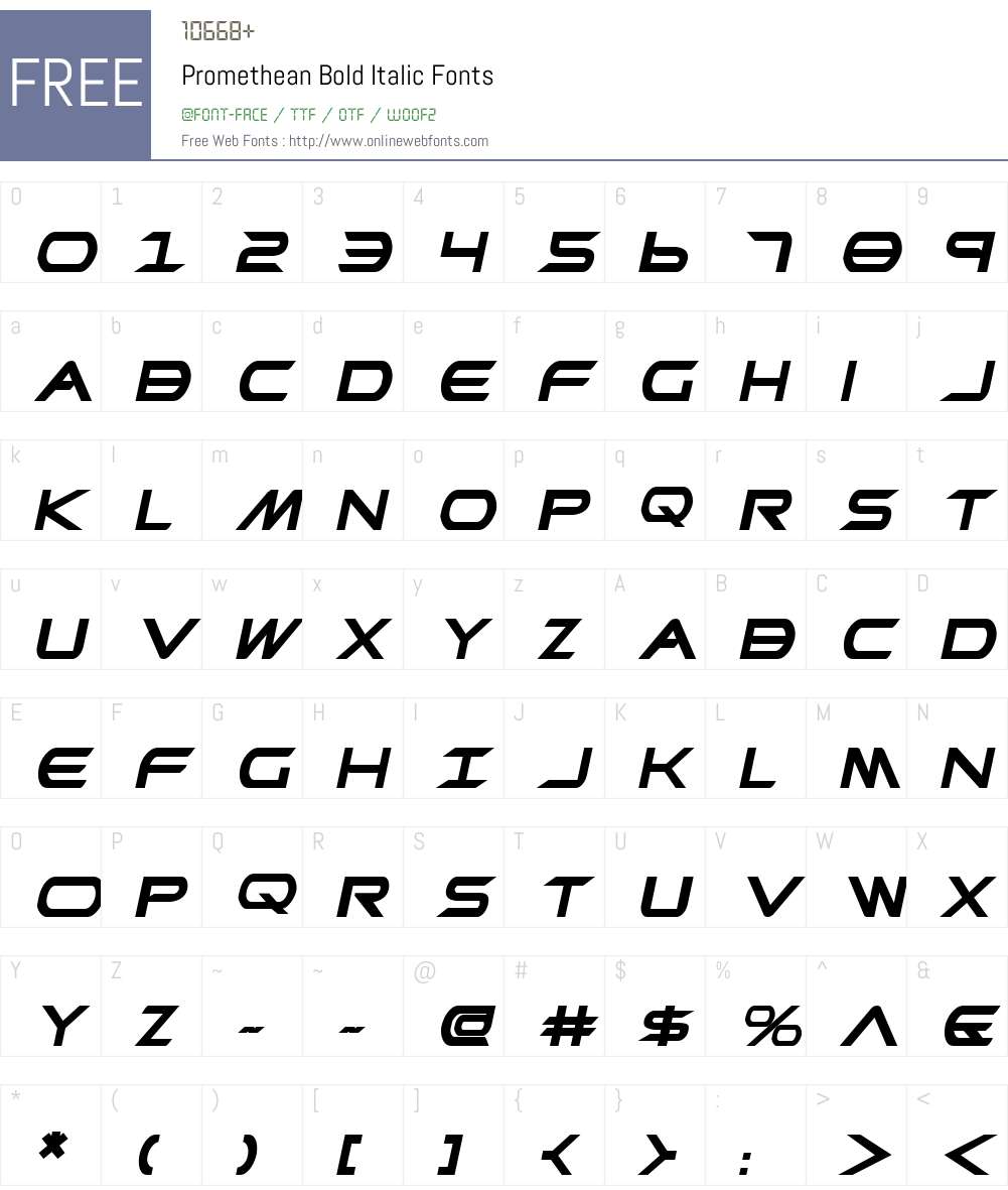 Promethean Bold Italic Font Screenshots
